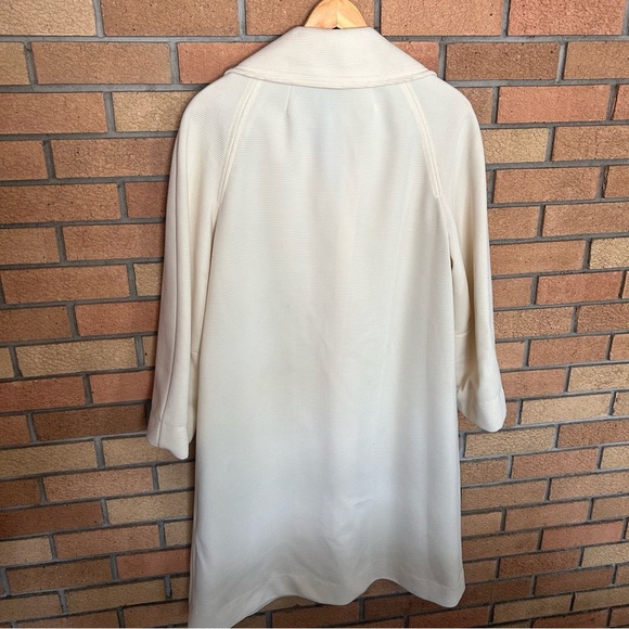 The Women’s Shop Vintage Ribbed Long Cream Button Trench Over Coat - Picture 4 of 10
